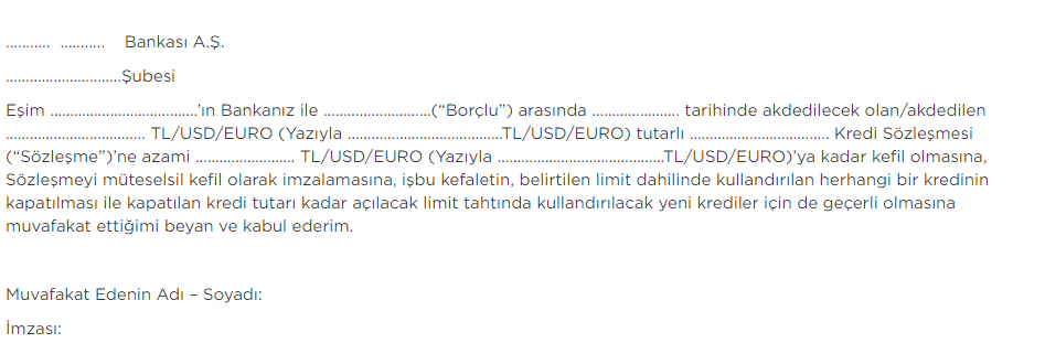 Eş Muvafakatnamesi Örneği